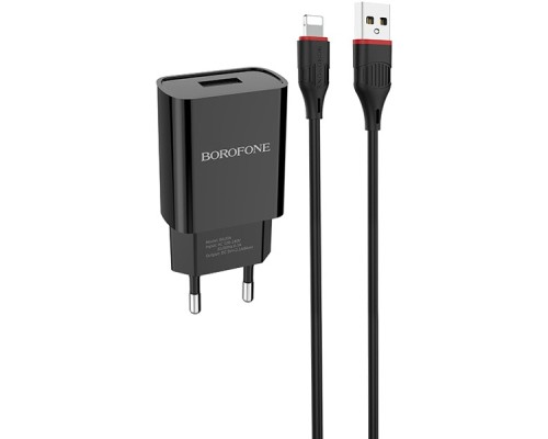 Зарядний пристрій BOROFONE BA20A Sharp charger set(Lightning) Black (BA20ALB)