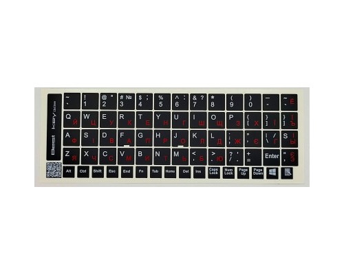 Наклейка на клавіатуру BestKey непрозора чорна, 68, червоний (BK13RED/025)