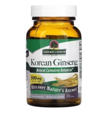 Трави Nature's Answer Корейський женьшень, 500 мг, Korean Ginseng, 50 вегетаріанських кан. (NTA-16234)