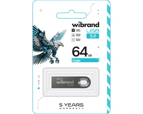 USB флеш накопичувач Wibrand 64GB Eagle Grey USB 3.2 (WI3.2/EA64U10G) 