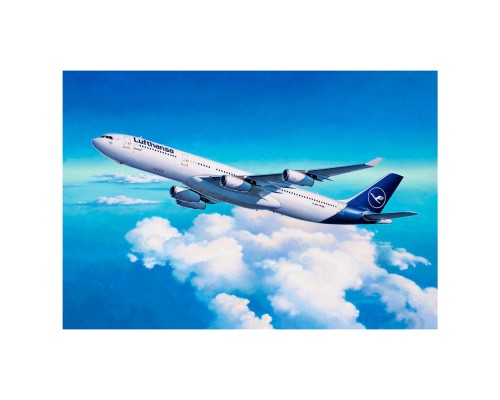Збірна модель Revell Літак Airbus A340-300 Lufthansa рівень 4 масштаб 1:144 (RVL-03803)