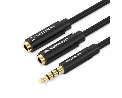 Кабель мультимедійний Jack 3.5mm 4pin M to 2X 3.5mm F Vention (BBVBY) 