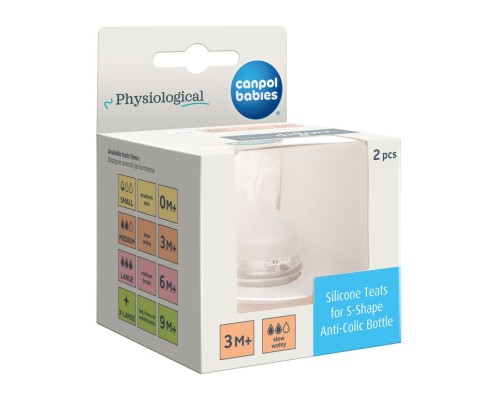 Соска Canpol babies силіконова до пляшечки S-Shape M (повільна) 2 шт (59/892)