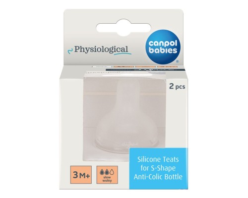 Соска Canpol babies силіконова до пляшечки S-Shape M (повільна) 2 шт (59/892)