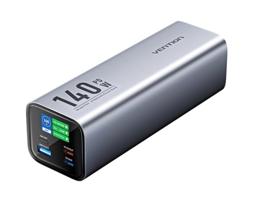 Батарея універсальна Vention 27000mAh 140W 5A PD, QC/3.0, 2xUSB-C, USB-A, LED Display, Gray (FHVH0_)