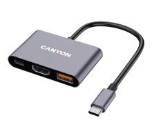 Концентратор Canyon hub DS-4 3in1 USB-C Grey (CNS-TDS4)