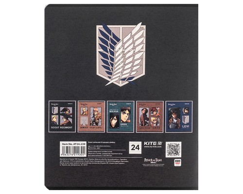 Зошит Kite Attack on Titan, 24 аркуші, лінія (AT24-239)
