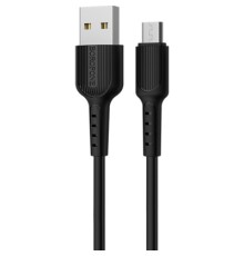 Дата кабель USB 2.0 AM to Micro 5P 1.0m 2A PVC BX16 black BOROFONE (6957531099499)