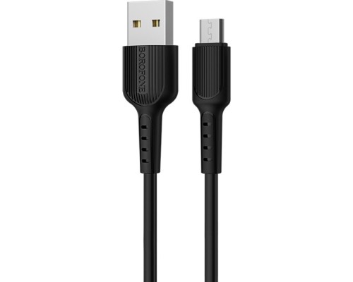 Дата кабель USB 2.0 AM to Micro 5P 1.0m 2A PVC BX16 black BOROFONE (6957531099499)