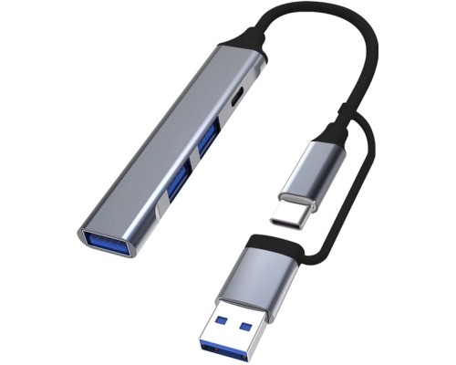 Концентратор Dynamode USB Type-C + USB-A to 1хUSB-C 3.0 1хUSB-A 3.0 2xUSB-A 2.0 dark grey (DM-UH-314AC)