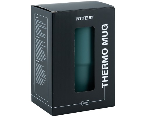 Термокружка Kite з ручкою 600 мл зелена (K24-1207-3)