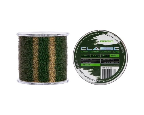 Волосінь Brain Classic Carp Line 3D (camo) 600m 0.30mm 20lb 8.8kg (1858.81.19)