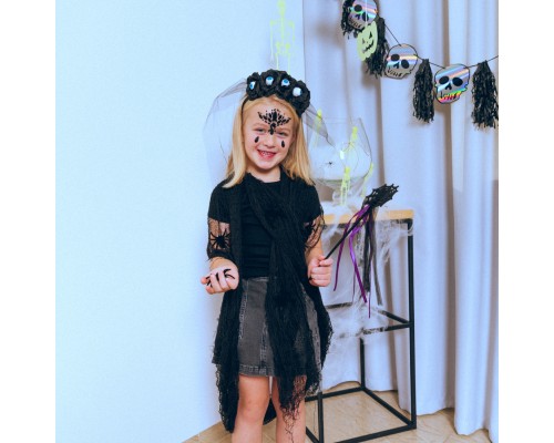 Дитячий обруч для волосся YES! Fun Хелловін Чорна вдова з фатою (974508)