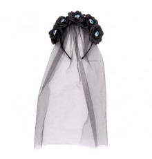 Дитячий обруч для волосся YES! Fun Хелловін Чорна вдова з фатою (974508)