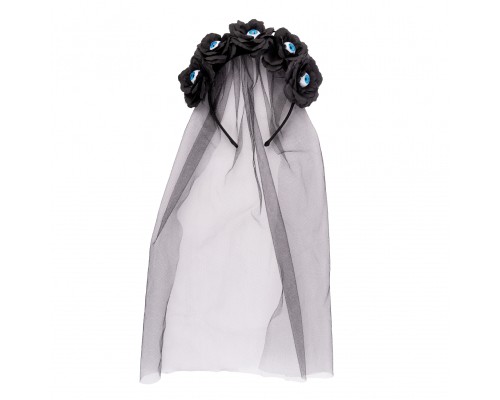 Дитячий обруч для волосся YES! Fun Хелловін Чорна вдова з фатою (974508)