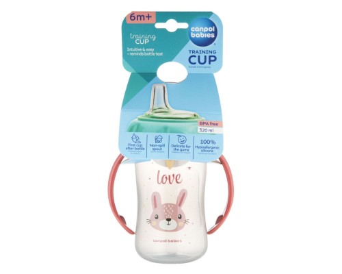 Поїльник-непроливайка Canpol babies Cute Animals тренувальна з силіконовим носиком 320 мл, рожева (56/512_pin2)