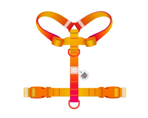 Шлея для собак WAUDOG Nylon Recycled анатомічна H-подібна з QR-паспортом, пластиковий фастекс, М помаранчева (47524)