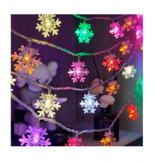 Гірлянда Voltronic Сніжинки різнокольорові, 40 шт, 6 м, прозора, 3*АА (GarlSnowMix-6m)