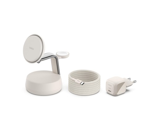 Зарядний пристрій Belkin UltraCharge Pro Wireless 3-in-1 25W sand (WIZ040KQSD)