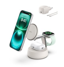 Зарядний пристрій Belkin UltraCharge Pro Wireless 3-in-1 25W sand (WIZ040KQSD)