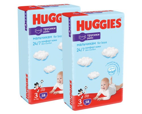 Підгузки Huggies Little Movers/Pants 3 M-Pack 6-11 кг для хлопчиків 116 шт (5029054568026)