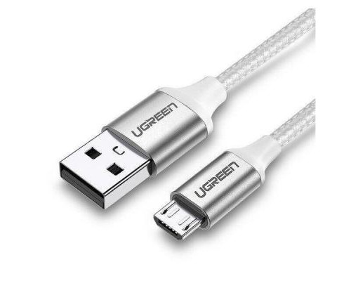 Дата кабель USB 2.0 AM to Micro 5P 1.0m US290 Aluminum Braid White Ugreen (60151)