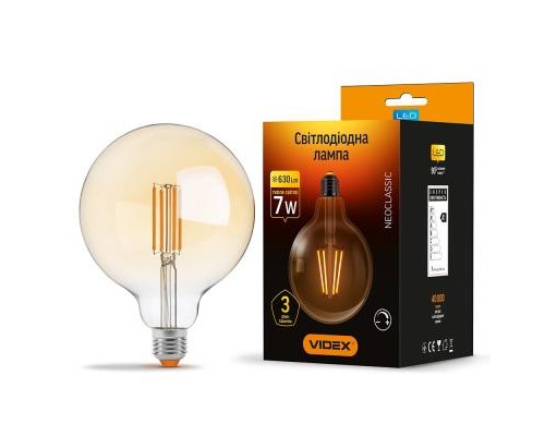 Лампочка Videx Filament G125FAD 7W E27 2200K 220V (VL-G125FAD-07272)