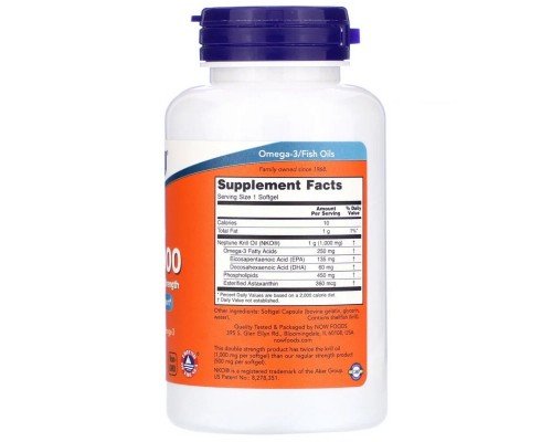 Жирні кислоти Now Foods Крилевий Жир 1000мг, Neptune Krill 1000, Double Strength, 60 (NOW-01627)