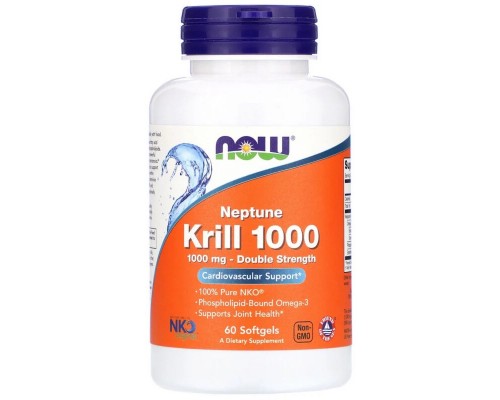 Жирні кислоти Now Foods Крилевий Жир 1000мг, Neptune Krill 1000, Double Strength, 60 (NOW-01627)