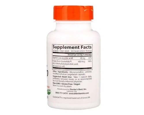 Вітамін Doctor's Best Повністю Активоване Фолат 400мкг, Quatrefolic, 90 гелеві (DRB-00262) Вітамін Doctor's Best Повністю Активоване Фолат 400мкг, Quatrefolic, 90 гелеві (DRB-00262)