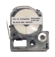 Стрічка для принтера етикеток UKRMARK RL-E-C3WBN-BK/WT, аналог LC3WBN. 9 мм х 8 м (900261)