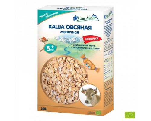 Дитяча каша Fleur Alpine молочна Organic Вівсяна 200 г (4006303005601)