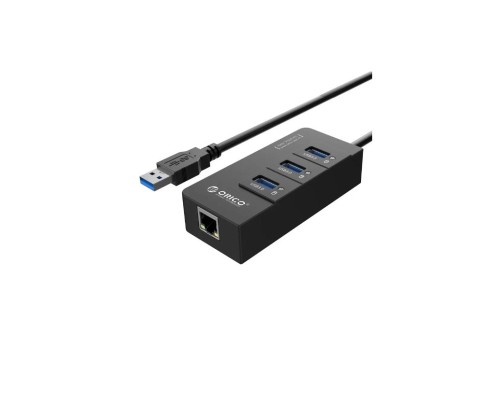 Концентратор Orico USB 3.0 3 port + RJ45 (HR01-U3-V1-BK-BP) (CA912742)