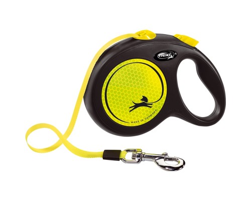 Повідок для собак Flexi New Neon L стрічка 5 м (чорний) (4000498031711)