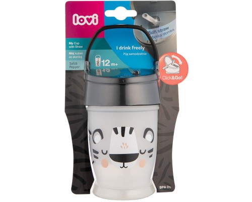 Поїльник-непроливайка Lovi Salt & Pepper із силіконовою трубочкою 250 мл (35/356)