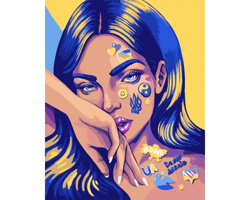 Картина по номерам Santi Дівчина з тату 40*50 см неонові фарби (954519)