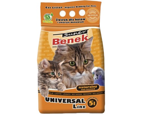 Наповнювач для туалету Super Benek Бентонітовий універсальний натуральний 5 л (5905397010180)