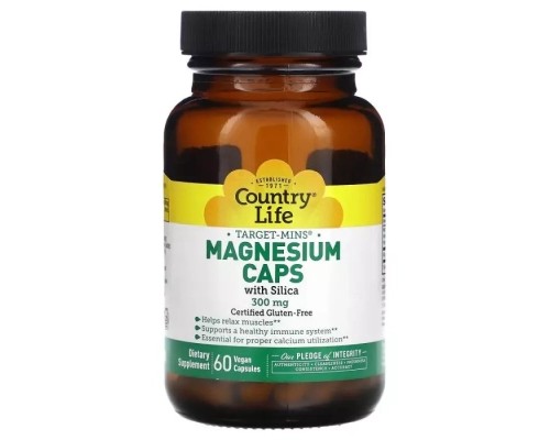 Мінерали Country Life Магній з кремнієм, 300 мг, Target-Mins, Magnesium Caps with Silica, 120 вегет.¶Магній з кремнієм (CLF-02474) Мінерали Country Life Магній з кремнієм, 300 мг, Target-Mins, Magnesium Caps with Silica, 120 вегет.¶Магній з кремнієм (CLF-02474)