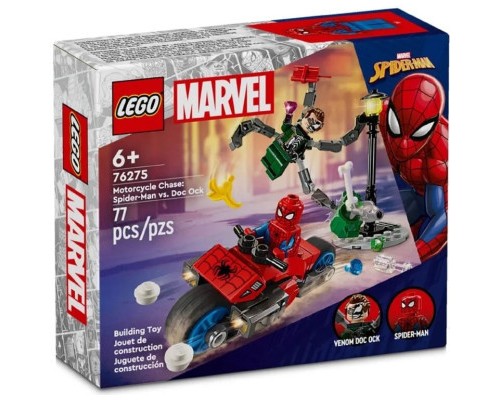 Конструктор LEGO Super Heroes Погоня на мотоциклах Людина-Павук vs. Доктор Восьминіг 77 деталей (76275)