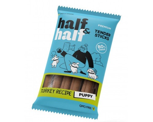 Ласощі для собак Half&Half у формі м'ясних паличок з індичкою 100 г (4823082431755)