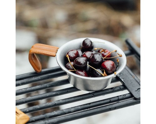 Чашка туристична Naturehike NH21SJ002 з дерев'яною ручкою нержавіюча сталь (6927595785751)