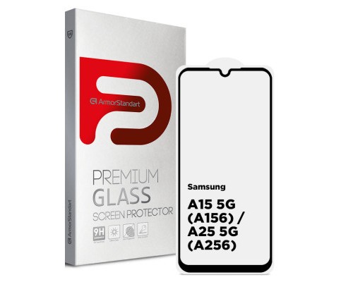 Скло захисне Armorstandart Full Glue Samsung A15 5G (A156) / A25 5G (A256) Black (ARM72440)