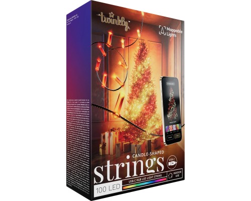 Гірлянда Twinkly Smart LED Strings USB 100 Candle-shaped RGB LEDs, Green Wire, USB-C, 6м (TWKC100RGB-G)