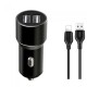 Зарядний пристрій XO TZ09 2.4A/2 USB + cable lightning Black (XO-TZ09L-BK)