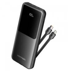 Батарея універсальна Vention 10000mAh 22.5W 3A PD, Built-in USB-C+Lightning Cables, Black (FHOB0)