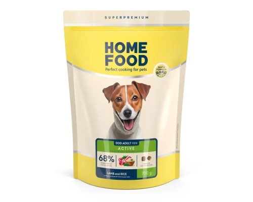 Сухий корм для собак Home Food ADULT MINI Low-grain For active adult and junior з ягням та рисом 700 г (4820235020415)