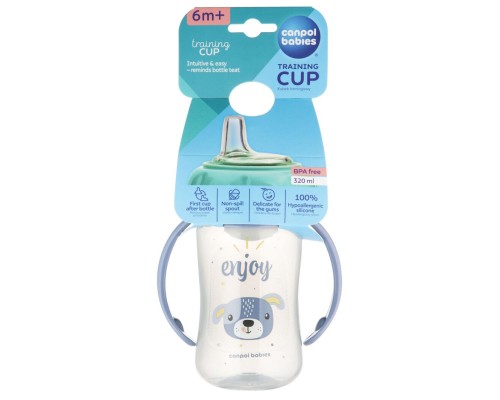 Поїльник-непроливайка Canpol babies Cute Animals тренувальна з силіконовим носиком 320 мл, синя (56/512_blu2)