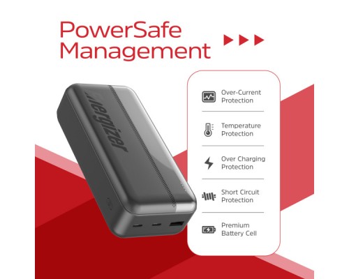 Батарея універсальна Energizer 30000mAh 15W 3A, USB-А, 2хUSB-C Black (UE30050CC)