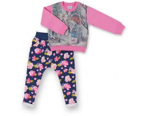 Набір дитячого одягу Breeze з дівчинкою і штанцями в квіточку (8075-92/G-pink)
