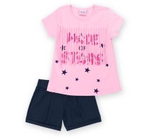 Набір дитячого одягу Breeze футболка із зірочками з шортами (9036-110G-pink)